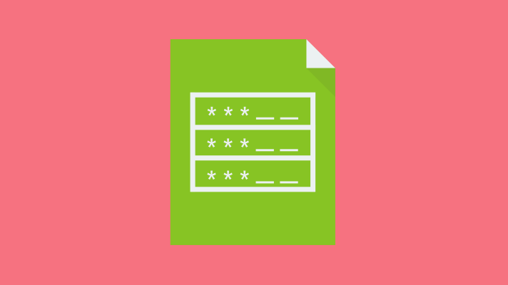 Illustration of a spreadsheet with passwords in each cell