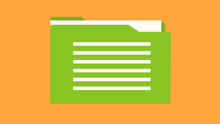 Illustration of a folder with lines representing text