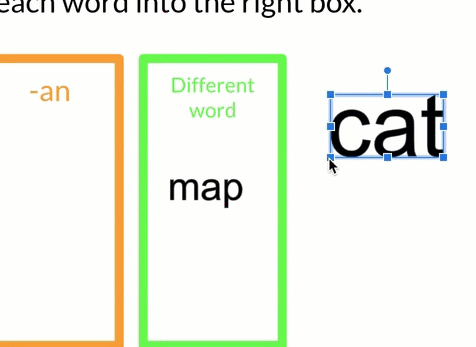 Animation showing user shrinking word art by clicking and dragging handle